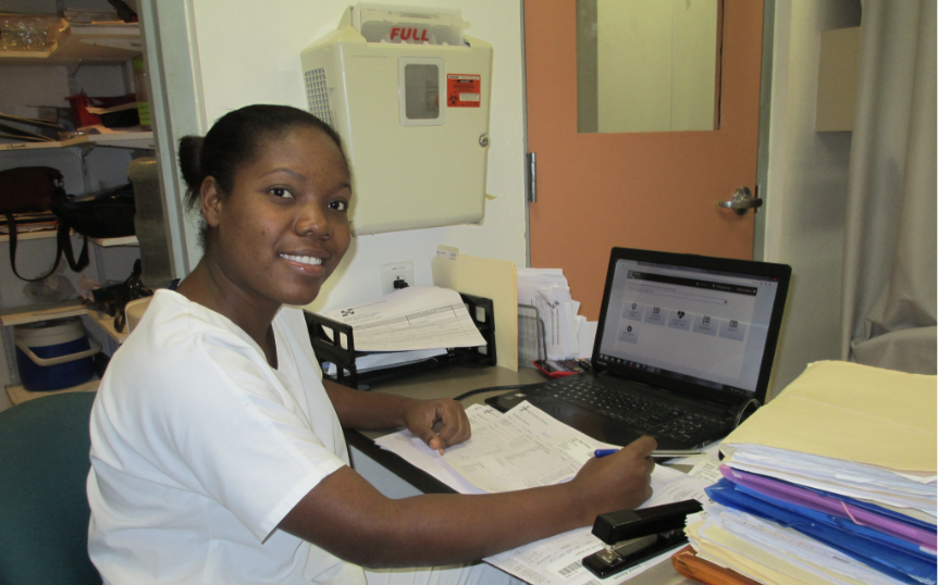 Nurses using the system at Mirebalais hospital