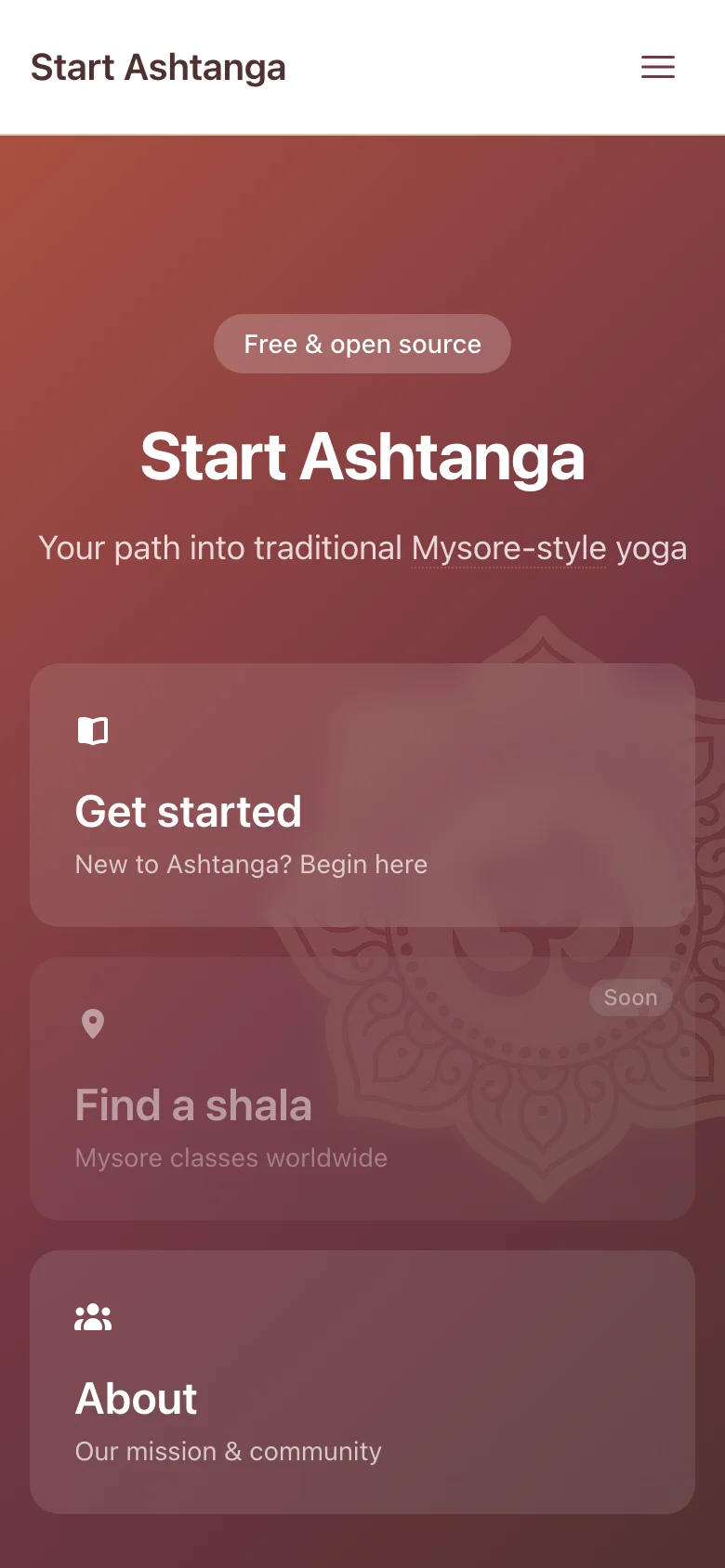 Start Ashtanga mobile view